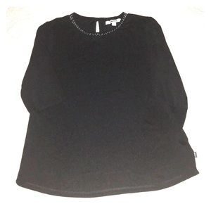 Black Rhinestone Collar Blouse